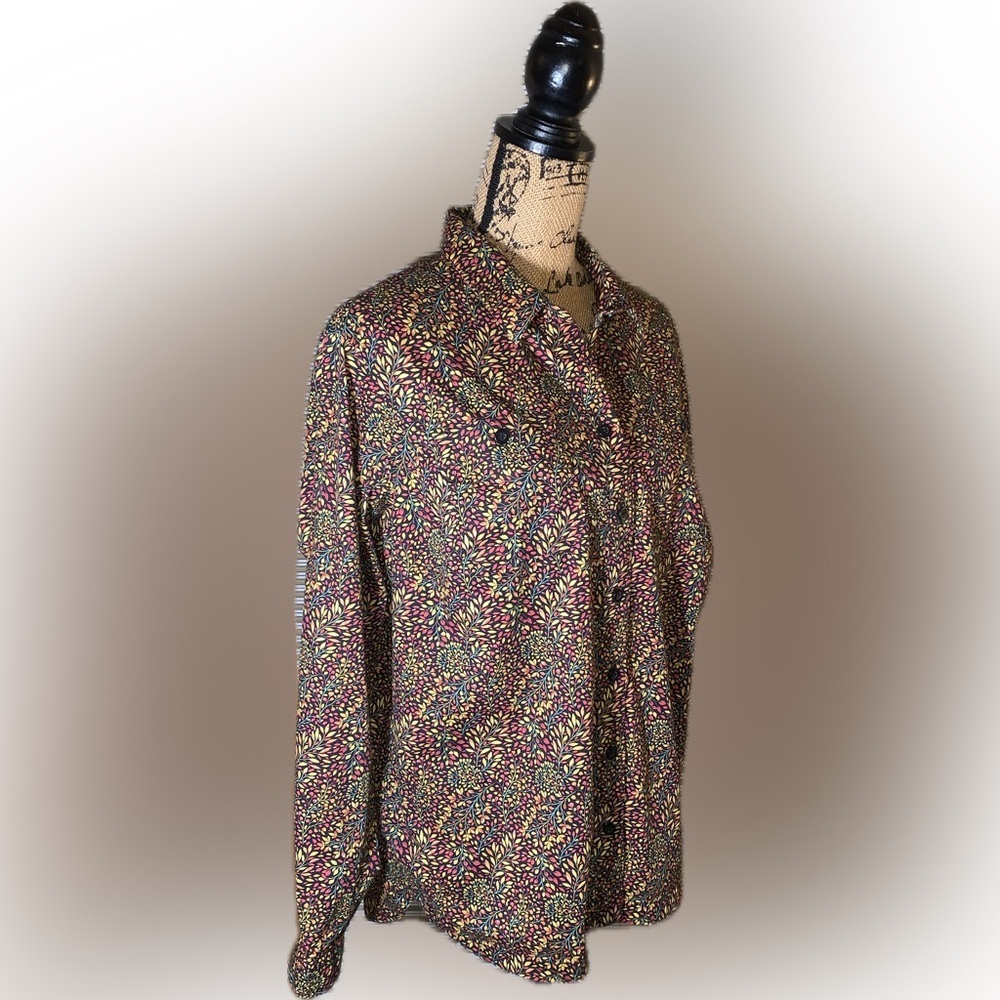 Duluth Trading Printmaker Shirt Leaf Floral Utility Button Down Shirt XL